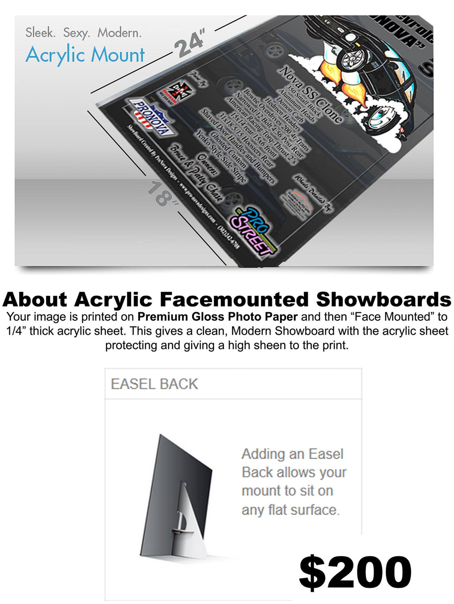 #3 - 18x24 Custom Car Show Board - Acrylic Mounted Display